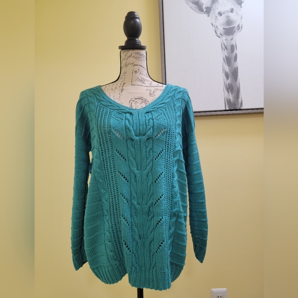 Sweaters - New Handmade turquoise color knitted sweater,  size M/L